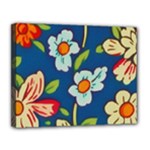 Mid Century Retro Floral 1970s 1960s Pattern 32 Canvas 14  x 11  (Stretched)