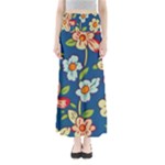 Mid Century Retro Floral 1970s 1960s Pattern 32 Full Length Maxi Skirt