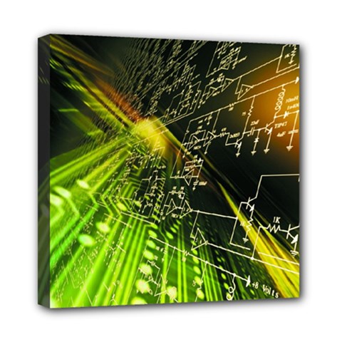 Machine Technology Circuit Electronic Computer Technics Detail Psychedelic Abstract Pattern Mini Canvas 8  x 8  (Stretched) from ArtsNow.com
