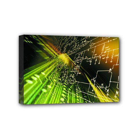 Machine Technology Circuit Electronic Computer Technics Detail Psychedelic Abstract Pattern Mini Canvas 6  x 4  (Stretched) from ArtsNow.com
