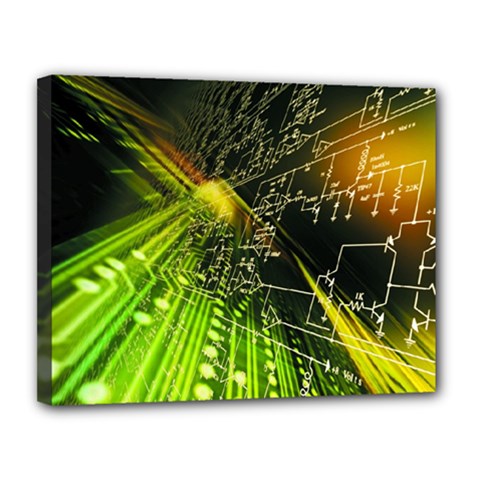 Machine Technology Circuit Electronic Computer Technics Detail Psychedelic Abstract Pattern Canvas 14  x 11  (Stretched) from ArtsNow.com