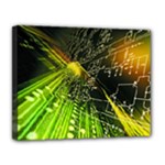 Machine Technology Circuit Electronic Computer Technics Detail Psychedelic Abstract Pattern Canvas 14  x 11  (Stretched)
