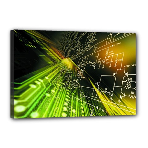 Machine Technology Circuit Electronic Computer Technics Detail Psychedelic Abstract Pattern Canvas 18  x 12  (Stretched) from ArtsNow.com