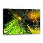 Machine Technology Circuit Electronic Computer Technics Detail Psychedelic Abstract Pattern Canvas 18  x 12  (Stretched)