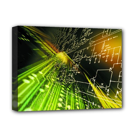 Machine Technology Circuit Electronic Computer Technics Detail Psychedelic Abstract Pattern Deluxe Canvas 16  x 12  (Stretched)  from ArtsNow.com