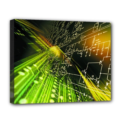 Machine Technology Circuit Electronic Computer Technics Detail Psychedelic Abstract Pattern Deluxe Canvas 20  x 16  (Stretched) from ArtsNow.com