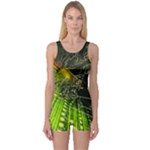 Machine Technology Circuit Electronic Computer Technics Detail Psychedelic Abstract Pattern One Piece Boyleg Swimsuit