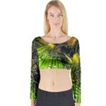 Machine Technology Circuit Electronic Computer Technics Detail Psychedelic Abstract Pattern Long Sleeve Crop Top