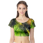 Machine Technology Circuit Electronic Computer Technics Detail Psychedelic Abstract Pattern Short Sleeve Crop Top
