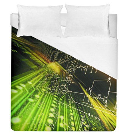 Machine Technology Circuit Electronic Computer Technics Detail Psychedelic Abstract Pattern Duvet Cover (Queen Size) from ArtsNow.com
