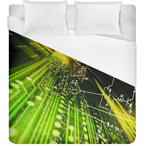 Machine Technology Circuit Electronic Computer Technics Detail Psychedelic Abstract Pattern Duvet Cover (King Size) from ArtsNow.com