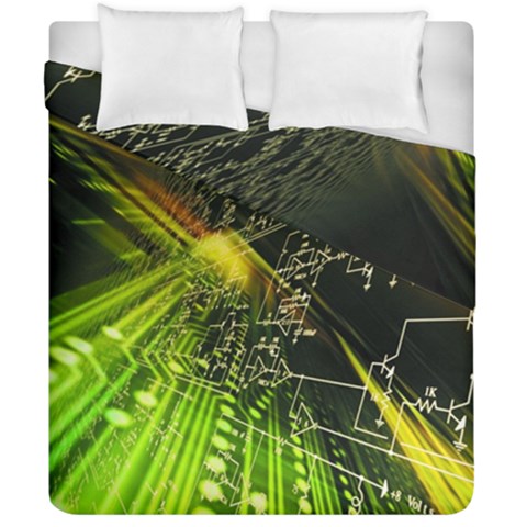 Machine Technology Circuit Electronic Computer Technics Detail Psychedelic Abstract Pattern Duvet Cover Double Side (California King Size) from ArtsNow.com