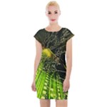 Machine Technology Circuit Electronic Computer Technics Detail Psychedelic Abstract Pattern Cap Sleeve Bodycon Dress