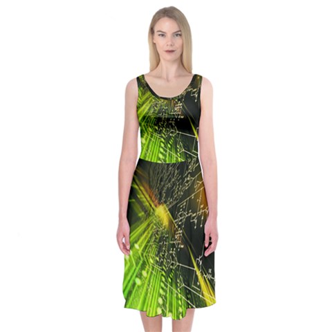 Machine Technology Circuit Electronic Computer Technics Detail Psychedelic Abstract Pattern Midi Sleeveless Dress from ArtsNow.com