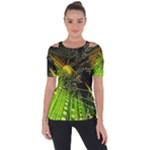 Machine Technology Circuit Electronic Computer Technics Detail Psychedelic Abstract Pattern Shoulder Cut Out Short Sleeve Top