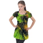 Machine Technology Circuit Electronic Computer Technics Detail Psychedelic Abstract Pattern Puff Sleeve Tunic Top