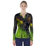 Machine Technology Circuit Electronic Computer Technics Detail Psychedelic Abstract Pattern V-Neck Long Sleeve Top