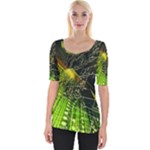 Machine Technology Circuit Electronic Computer Technics Detail Psychedelic Abstract Pattern Wide Neckline T-Shirt