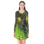 Machine Technology Circuit Electronic Computer Technics Detail Psychedelic Abstract Pattern Long Sleeve V-neck Flare Dress