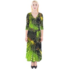 Quarter Sleeve Wrap Maxi Dress 
