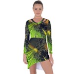 Machine Technology Circuit Electronic Computer Technics Detail Psychedelic Abstract Pattern Asymmetric Cut-Out Shift Dress