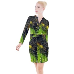 Button Long Sleeve Dress 