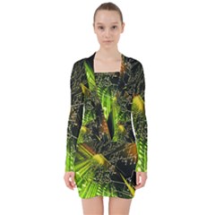 V-neck Bodycon Long Sleeve Dress 