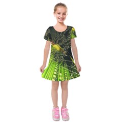 Machine Technology Circuit Electronic Computer Technics Detail Psychedelic Abstract Pattern Kids  Short Sleeve Velvet Dress from ArtsNow.com