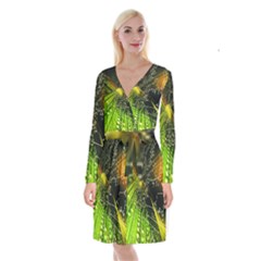 Long Sleeve Velvet Front Wrap Dress 