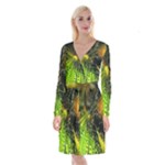Machine Technology Circuit Electronic Computer Technics Detail Psychedelic Abstract Pattern Long Sleeve Velvet Front Wrap Dress