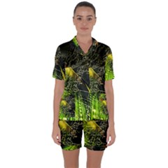 Satin Short Sleeve Pajamas Set 