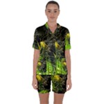 Machine Technology Circuit Electronic Computer Technics Detail Psychedelic Abstract Pattern Satin Short Sleeve Pajamas Set