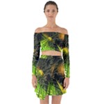 Machine Technology Circuit Electronic Computer Technics Detail Psychedelic Abstract Pattern Off Shoulder Top with Skirt Set