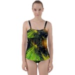 Machine Technology Circuit Electronic Computer Technics Detail Psychedelic Abstract Pattern Twist Front Tankini Set