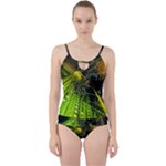 Machine Technology Circuit Electronic Computer Technics Detail Psychedelic Abstract Pattern Cut Out Top Tankini Set