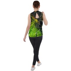 Mock Neck Chiffon Sleeveless Top 