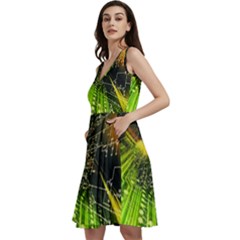 Sleeveless V-Neck Skater Dress with Pockets 