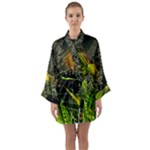 Machine Technology Circuit Electronic Computer Technics Detail Psychedelic Abstract Pattern Long Sleeve Satin Kimono