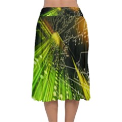 Velvet Flared Midi Skirt 