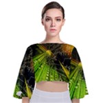 Machine Technology Circuit Electronic Computer Technics Detail Psychedelic Abstract Pattern Tie Back Butterfly Sleeve Chiffon Top