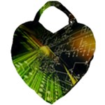 Machine Technology Circuit Electronic Computer Technics Detail Psychedelic Abstract Pattern Giant Heart Shaped Tote