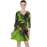 Machine Technology Circuit Electronic Computer Technics Detail Psychedelic Abstract Pattern Quarter Sleeve Ruffle Waist Dress