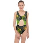 Machine Technology Circuit Electronic Computer Technics Detail Psychedelic Abstract Pattern Center Cut Out Swimsuit