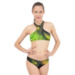 Machine Technology Circuit Electronic Computer Technics Detail Psychedelic Abstract Pattern High Neck Bikini Set