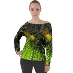 Off Shoulder Long Sleeve Velour Top 