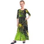 Machine Technology Circuit Electronic Computer Technics Detail Psychedelic Abstract Pattern Kids  Quarter Sleeve Maxi Dress