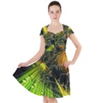 Machine Technology Circuit Electronic Computer Technics Detail Psychedelic Abstract Pattern Cap Sleeve Midi Dress