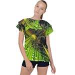 Machine Technology Circuit Electronic Computer Technics Detail Psychedelic Abstract Pattern Ruffle Collar Chiffon Blouse