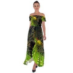 Off Shoulder Open Front Chiffon Dress 