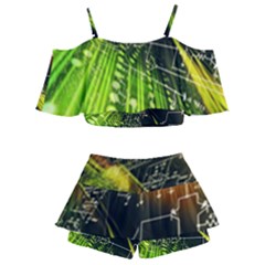 Kids  Off Shoulder Skirt Bikini 